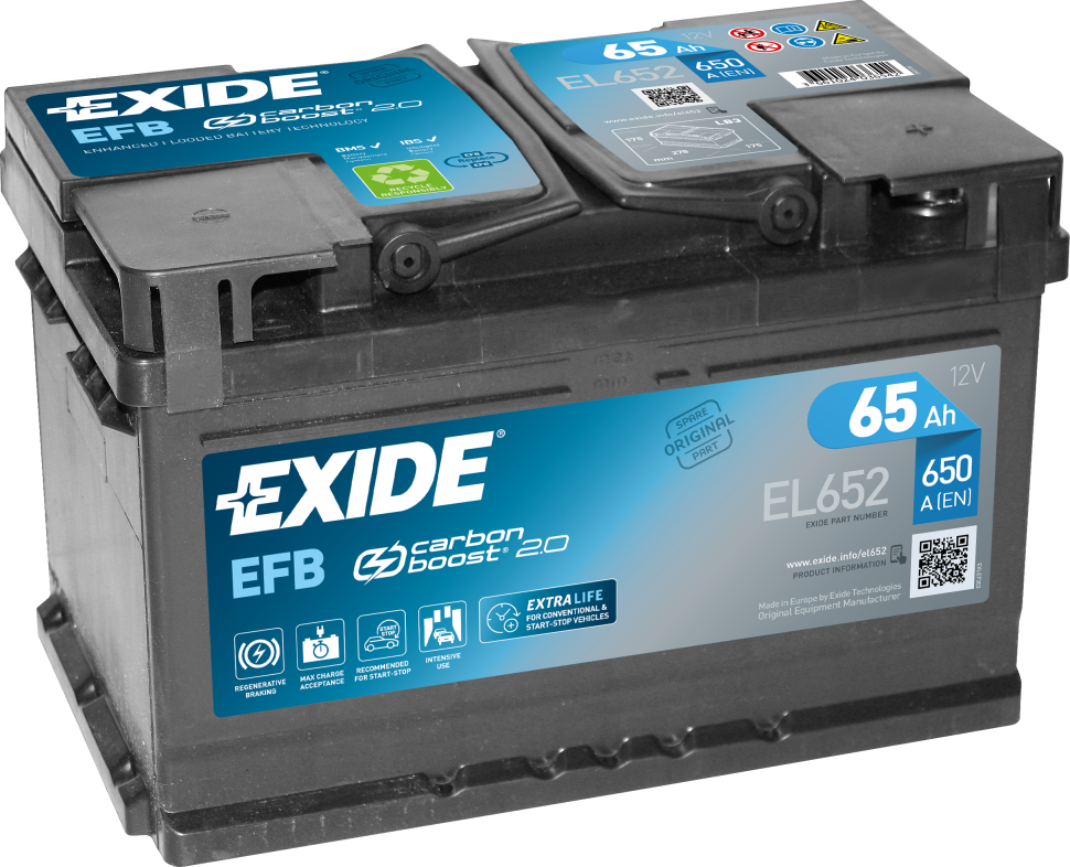 EXIDE Start-Stop EFB EL652 65Ач R+ EN650A 278x175x175 B13 фото 1 — Трамонтан
