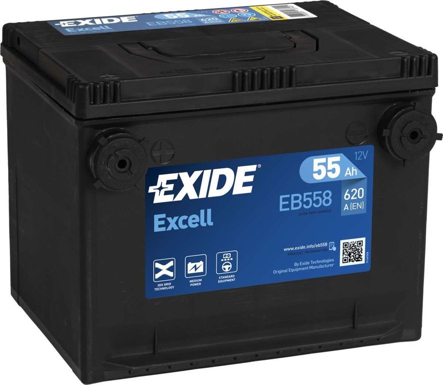 EXIDE EXCELL EB558 55Ач L+ EN620A 230x180x186 B13 (боковой терминал) фото 1 — Трамонтан