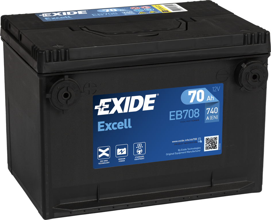 EXIDE EXCELL EB708 70Ач L+ EN740A 260x180x186 B13 (боковой терминал) фото 1 — Трамонтан