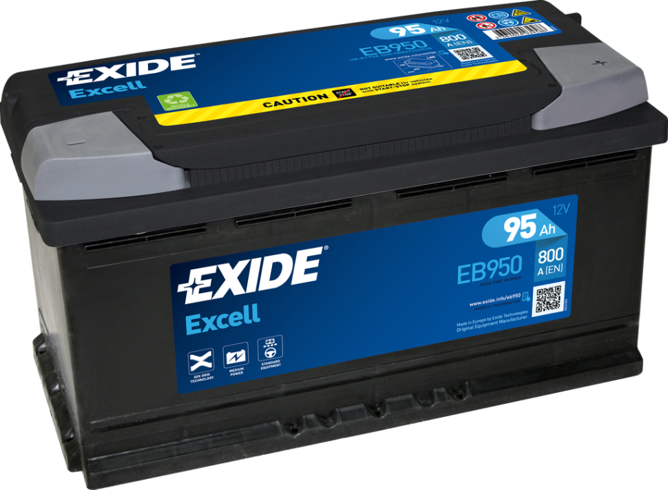 EXIDE EXCELL EB950 95Ач R+ EN800A 353x175x190 B13 фото 1 — Трамонтан