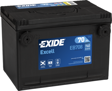 EXIDE EXCELL EB708 70Ач L+ EN740A 260x180x186 B13 (боковой терминал) — Трамонтан