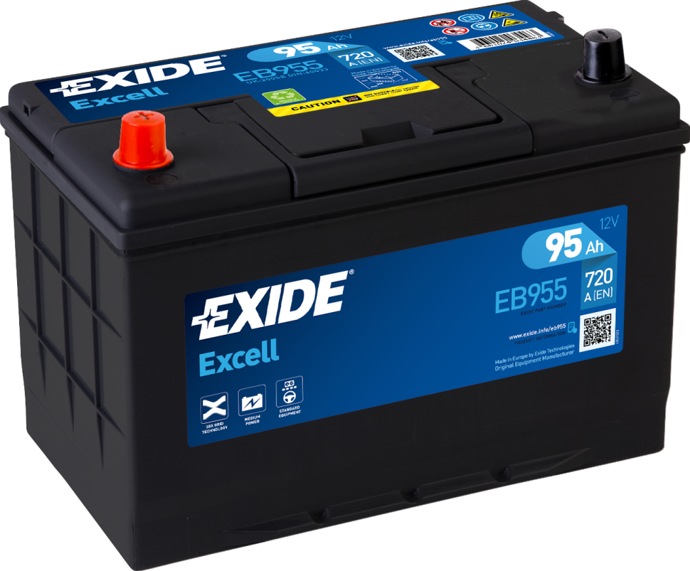 EXIDE EXCELL EB955 95Ач L+ EN720A 306x173x222 B01 фото 1 — Трамонтан