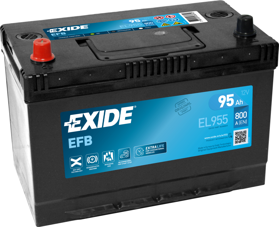 EXIDE Start-Stop EFB EL955 95Ач L+ EN800A 306x173x222 B01 фото 1 — Трамонтан