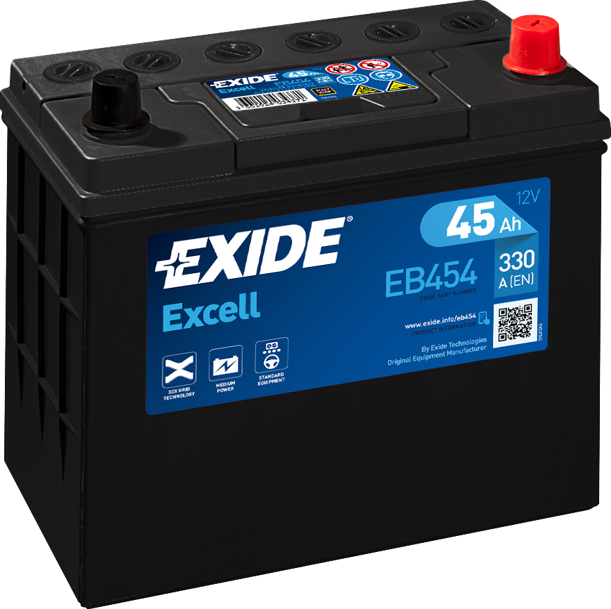 EXIDE EXCELL EB454 45Ач R+ EN330A 234x127x220 B00 фото 1 — Трамонтан
