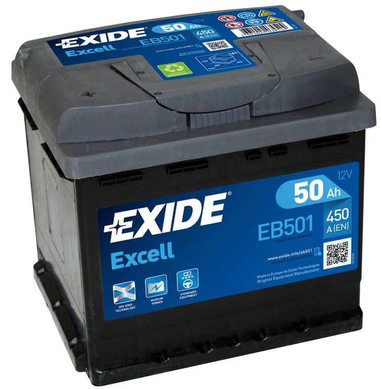 EXIDE EXCELL EB501 50Ач L+ EN450A 207x175x190 B13 фото 1 — Трамонтан